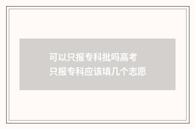 可以只报专科批吗高考 只报专科应该填几个志愿