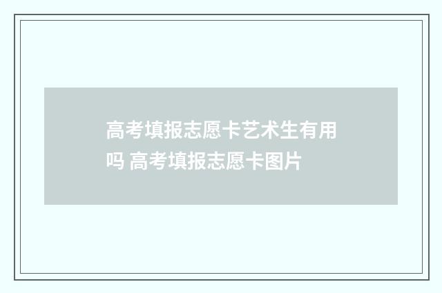 高考填报志愿卡艺术生有用吗 高考填报志愿卡图片
