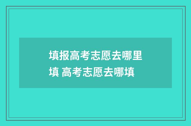 填报高考志愿去哪里填 高考志愿去哪填