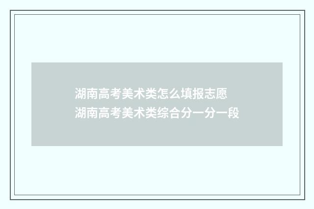 湖南高考美术类怎么填报志愿 湖南高考美术类综合分一分一段