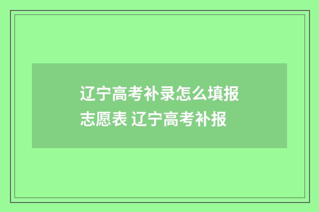 辽宁高考补录怎么填报志愿表 辽宁高考补报