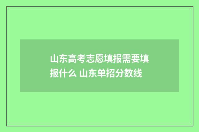 山东高考志愿填报需要填报什么 山东单招分数线