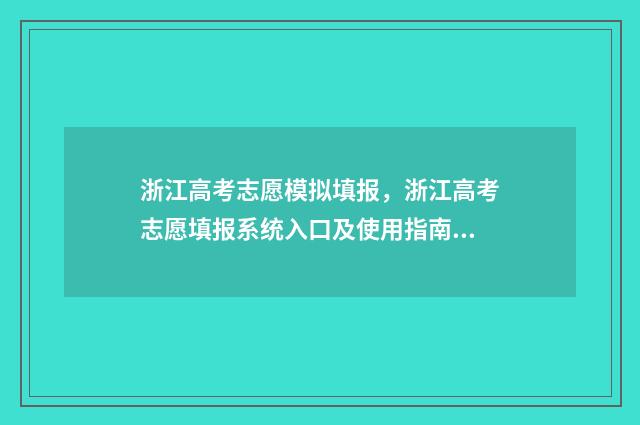 浙江高考志愿模拟填报，浙江高考志愿填报系统入口及使用指南 浙江高考志愿模拟表