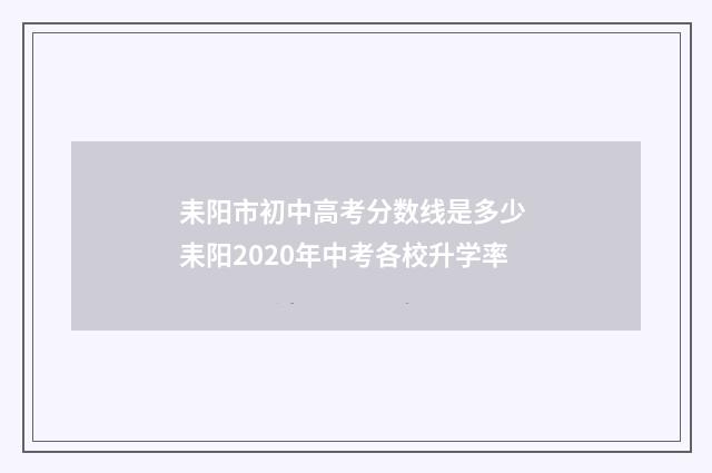 耒阳市初中高考分数线是多少 耒阳2020年中考各校升学率