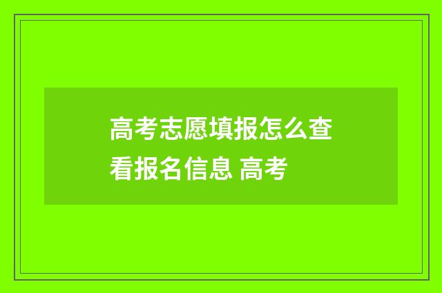 高考志愿填报怎么查看报名信息 高考