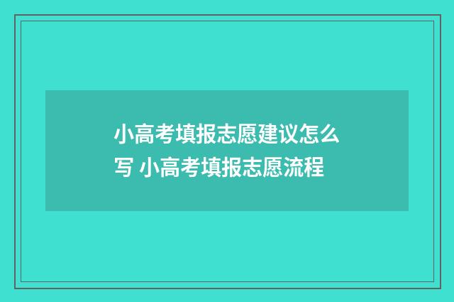 小高考填报志愿建议怎么写 小高考填报志愿流程