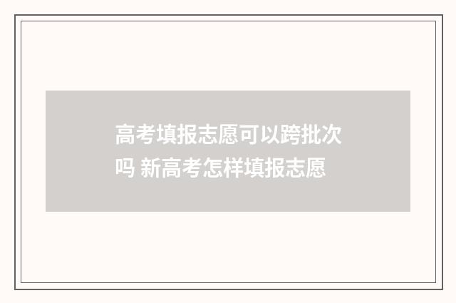高考填报志愿可以跨批次吗 新高考怎样填报志愿