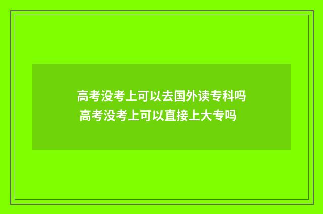 高考没考上可以去国外读专科吗 高考没考上可以直接上大专吗