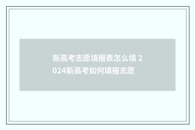 新高考志愿填报表怎么填 2024新高考如何填报志愿