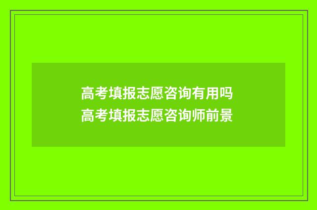 高考填报志愿咨询有用吗 高考填报志愿咨询师前景