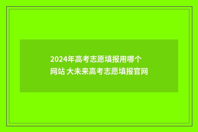 2024年高考志愿填报用哪个网站 大未来高考志愿填报官网