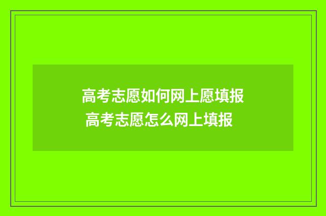 高考志愿如何网上愿填报 高考志愿怎么网上填报