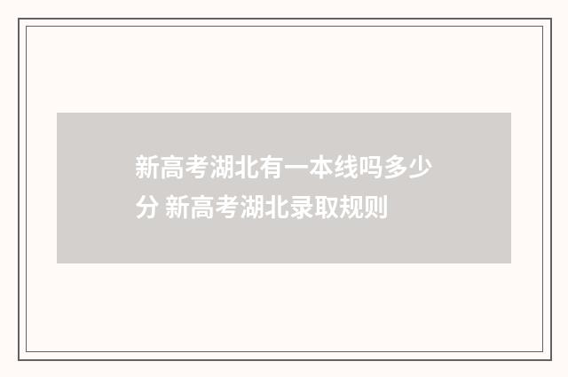 新高考湖北有一本线吗多少分 新高考湖北录取规则