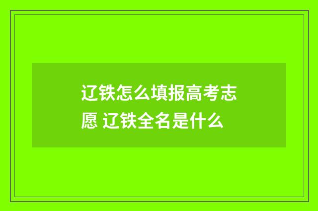 辽铁怎么填报高考志愿 辽铁全名是什么