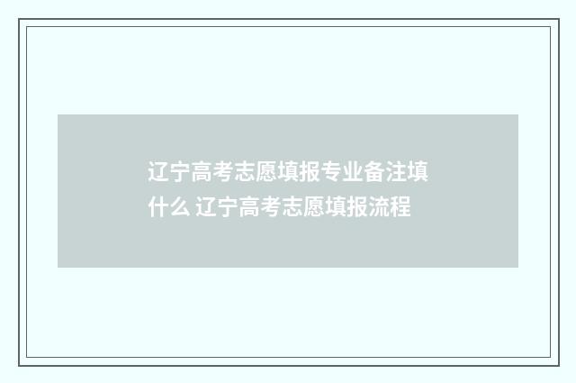 辽宁高考志愿填报专业备注填什么 辽宁高考志愿填报流程