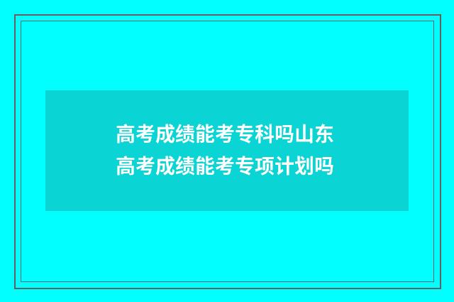 高考成绩能考专科吗山东 高考成绩能考专项计划吗