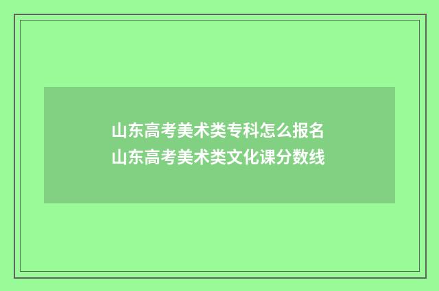 山东高考美术类专科怎么报名 山东高考美术类文化课分数线