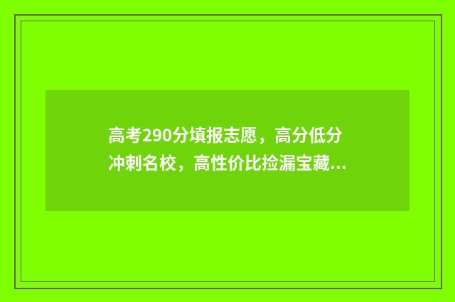 高考290分填报志愿，高分低分冲刺名校，高性价比捡漏宝藏专业 高考分数290