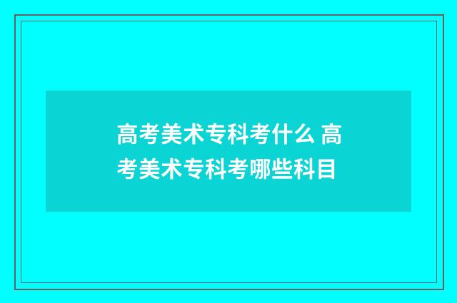 高考美术专科考什么 高考美术专科考哪些科目