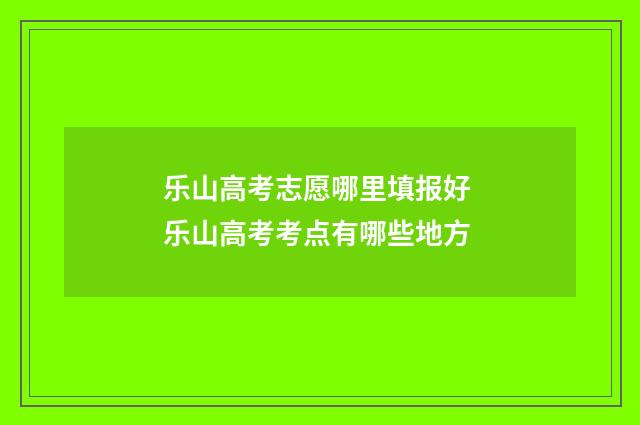 乐山高考志愿哪里填报好 乐山高考考点有哪些地方
