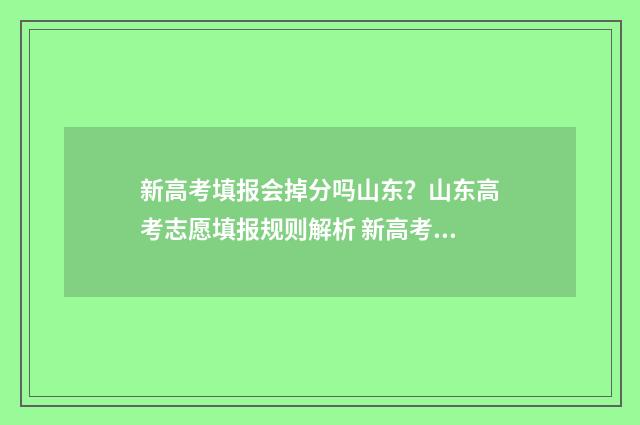 新高考填报会掉分吗山东？山东高考志愿填报规则解析 新高考填报会掉档案吗