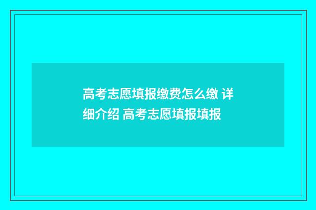 高考志愿填报缴费怎么缴 详细介绍 高考志愿填报填报