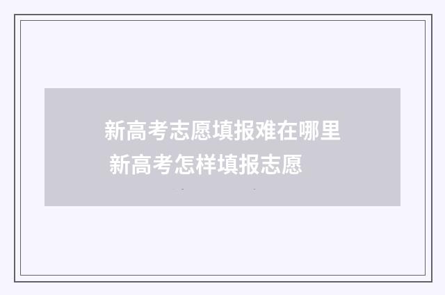 新高考志愿填报难在哪里 新高考怎样填报志愿