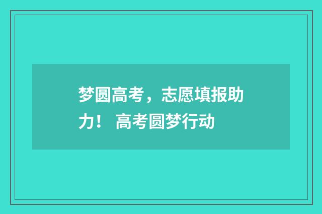 梦圆高考，志愿填报助力！ 高考圆梦行动