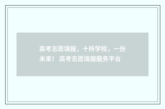 高考志愿填报，十所学校，一份未来！ 高考志愿填报服务平台