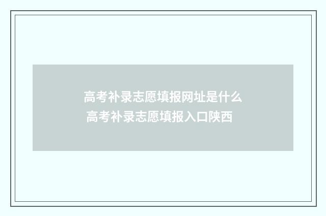 高考补录志愿填报网址是什么 高考补录志愿填报入口陕西