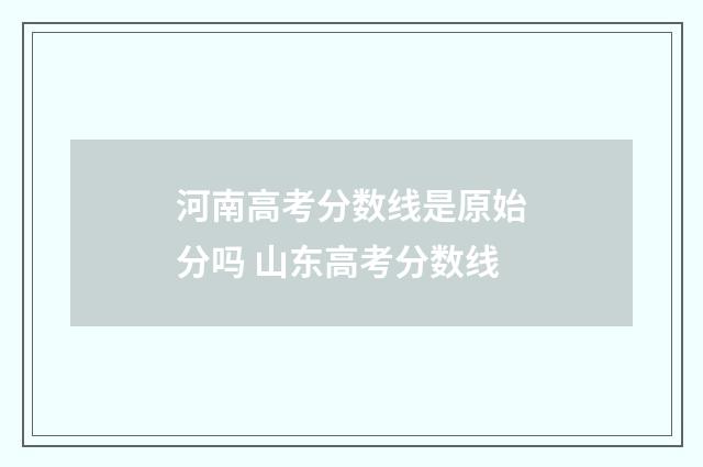 河南高考分数线是原始分吗 山东高考分数线