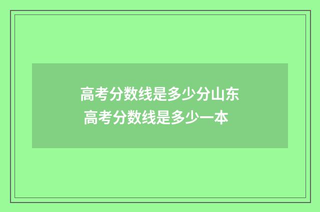 高考分数线是多少分山东 高考分数线是多少一本
