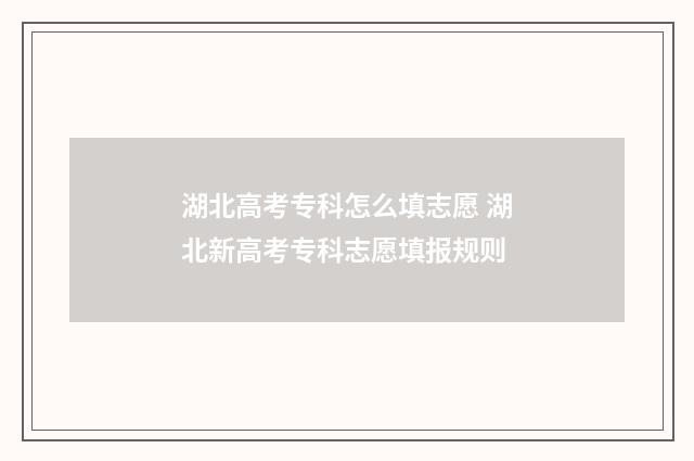 湖北高考专科怎么填志愿 湖北新高考专科志愿填报规则