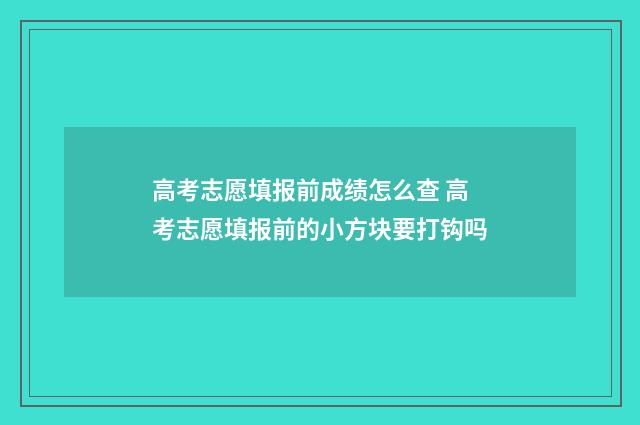 高考志愿填报前成绩怎么查 高考志愿填报前的小方块要打钩吗