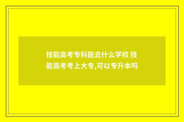 技能高考专科能去什么学校 技能高考考上大专,可以专升本吗