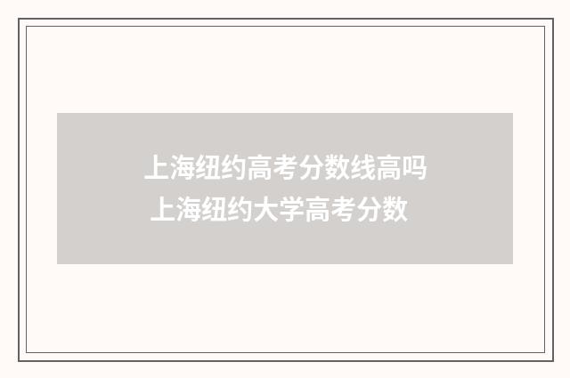 上海纽约高考分数线高吗 上海纽约大学高考分数