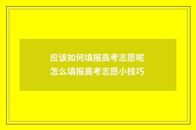 应该如何填报高考志愿呢 怎么填报高考志愿小技巧