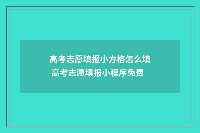 高考志愿填报小方格怎么填 高考志愿填报小程序免费