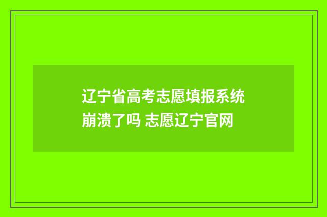 辽宁省高考志愿填报系统崩溃了吗 志愿辽宁官网