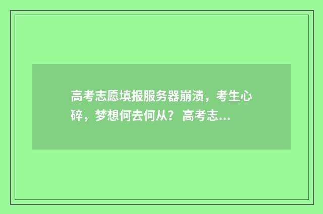 高考志愿填报服务器崩溃，考生心碎，梦想何去何从？ 高考志愿填报服务平台官网