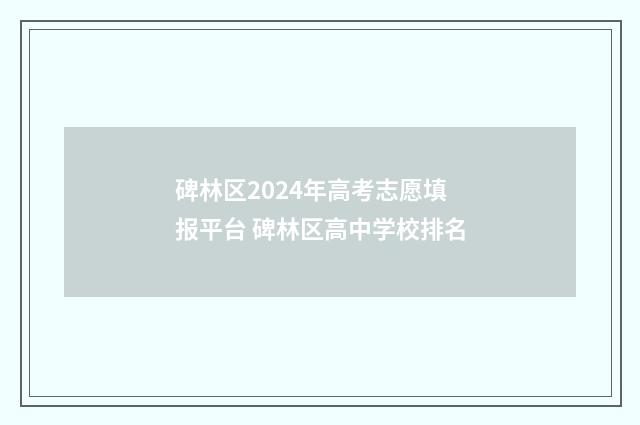 碑林区2024年高考志愿填报平台 碑林区高中学校排名
