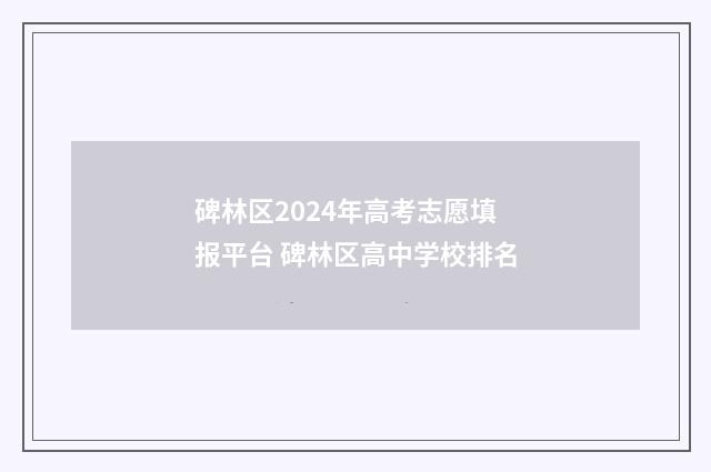 碑林区2024年高考志愿填报平台 碑林区高中学校排名