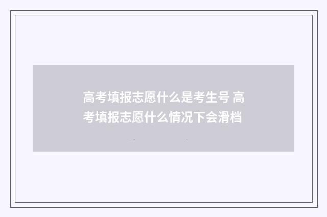高考填报志愿什么是考生号 高考填报志愿什么情况下会滑档