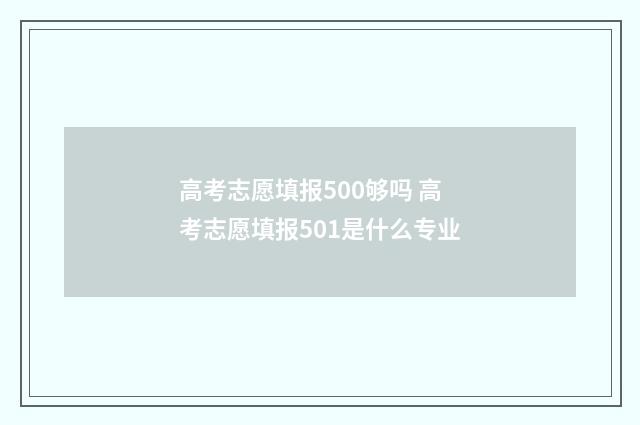 高考志愿填报500够吗 高考志愿填报501是什么专业