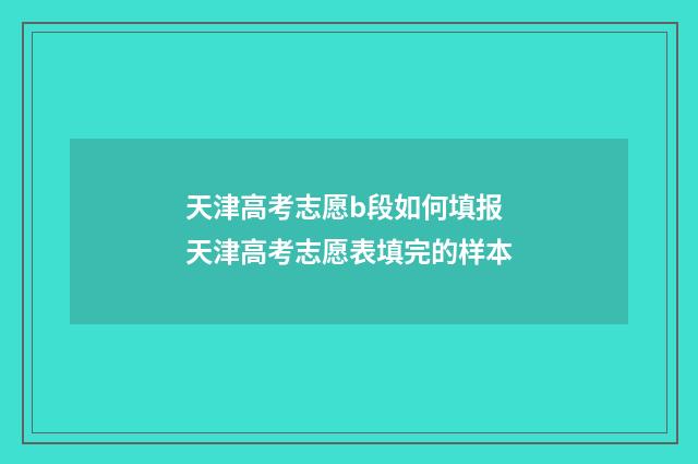 天津高考志愿b段如何填报 天津高考志愿表填完的样本