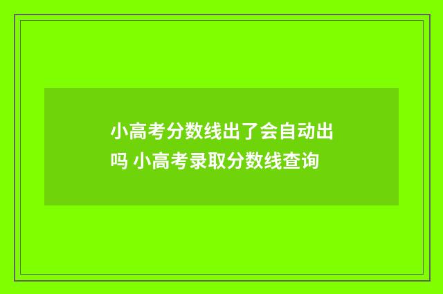 小高考分数线出了会自动出吗 小高考录取分数线查询
