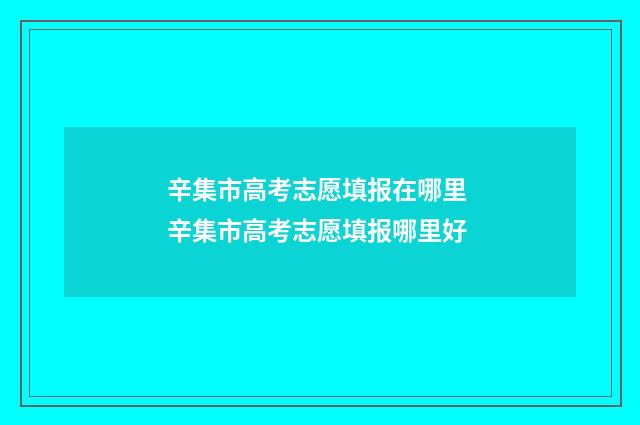 辛集市高考志愿填报在哪里 辛集市高考志愿填报哪里好