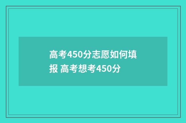 高考450分志愿如何填报 高考想考450分