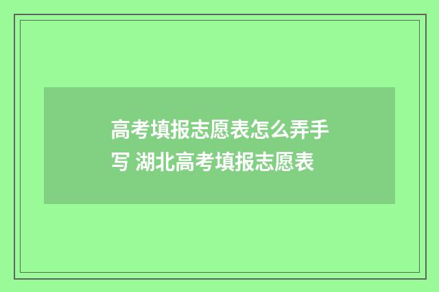 高考填报志愿表怎么弄手写 湖北高考填报志愿表