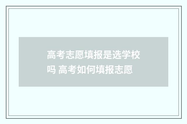 高考志愿填报是选学校吗 高考如何填报志愿